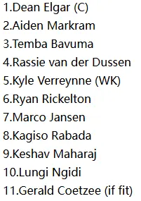 South Africa Possible Playing XI