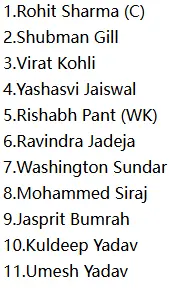 IND Playing XI