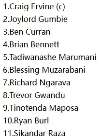 Zimbabwe Playing XI