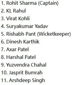 India Predicted Playing XI