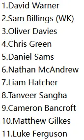 Sydney Thunder (THU) Predicted XI