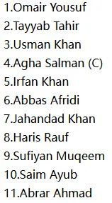 Pak Predicted XI