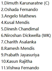 Sri Lanka Possible Playing XI